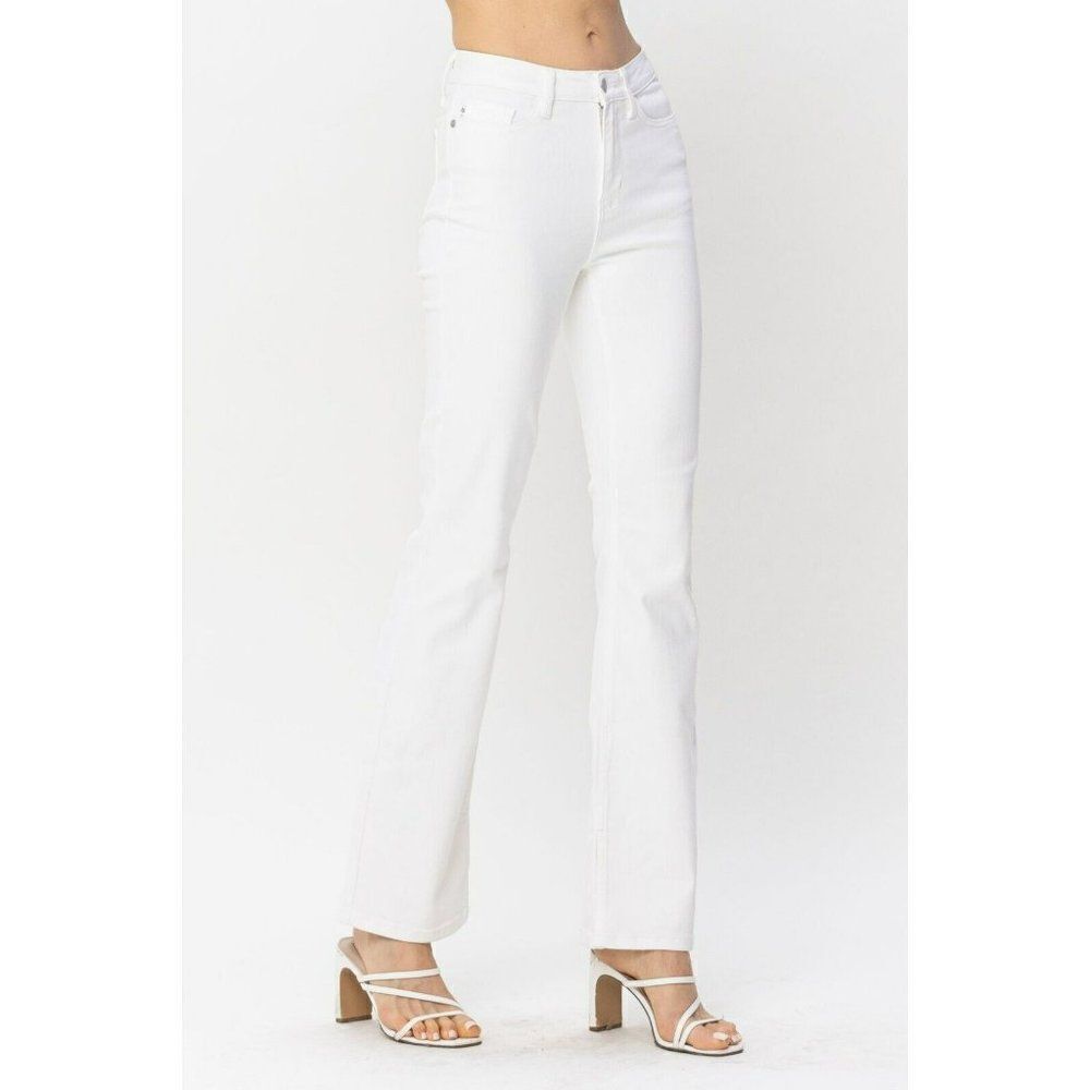 Judy Blue So Chic White Denim Hem Slit Bootcut Jeans Size 3-18W 88643 - Picture 5 of 16